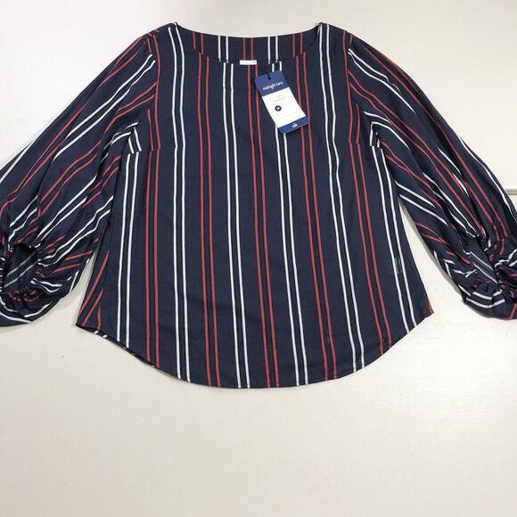 CAbi Tops - Cabi #5516 NWT Women's Flag Blouse Sz M Navy Red White Stripes 3/4 Sleeves
